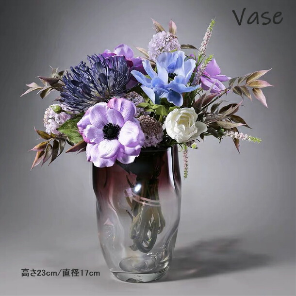 楽天市場 フラワーベース おしゃれ 大きい Vase 花瓶 ガラス シンプル 花びん グラデーション Sサイズ ガラスボトル 花器 生け花 広口 高さ28cm 吹きガラス モダン シンプル インテリア リビング 寝室 玄関 書斎 窓辺 送料無料 サウザンドリーフ