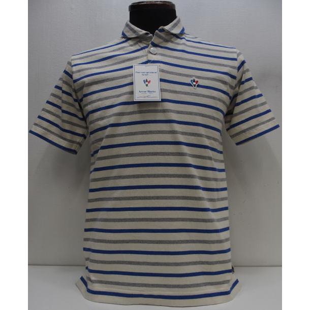 【2023春夏 新色】Arvor Maree(アルボー・マレー)[SAILR 1B-POLO BORDER/3tone]セーラーカラー ポロシャツ 半袖シャツ 日本製