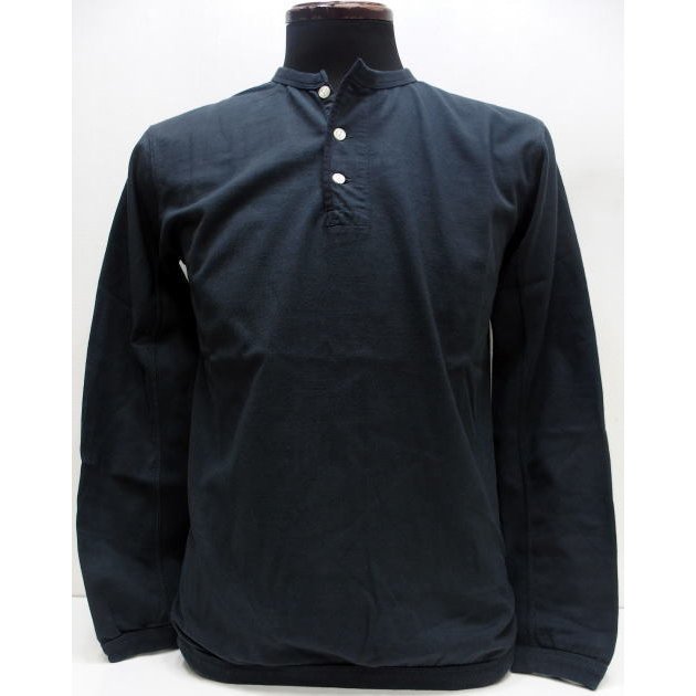【2026春夏 再入荷】 FULLCOUNT(盛りだくさんかぞえ上げる)[Lot.5222LH-20 Flatseam Heavy Weight 3B Henley Long T-Shirt/Ink Black] 長袖Ｔシャツ 長袖カットソー ロング捩り ヘンリー素っ首 ONE WASH 日本製