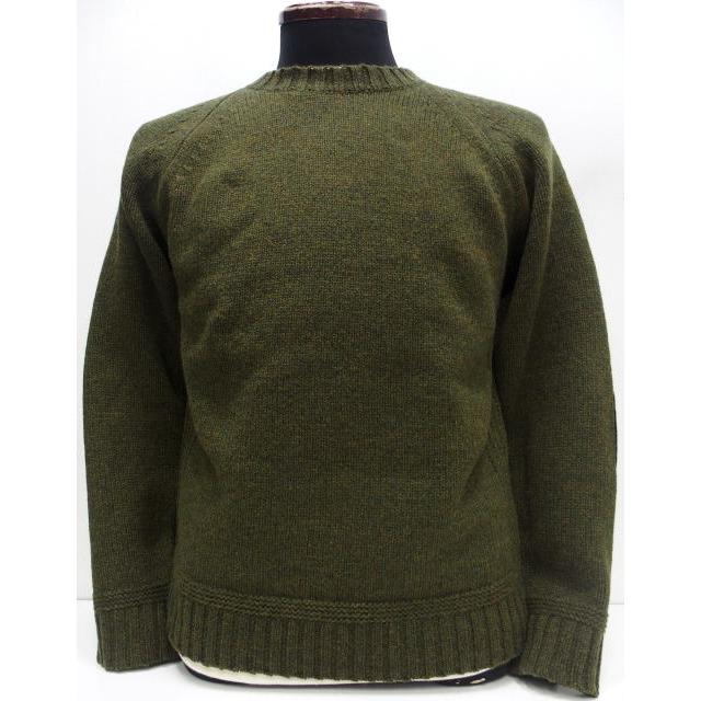 【2023秋冬 新作】Soglia(ソリア)[LANDNOAH SWEATER/British Wool-Khaki] soglia ソ後ろ側 エルボーパッチ 労働者の一団のど首 編み物スウェーター 日本製 ニット・セーター-トップス-メンズファッション