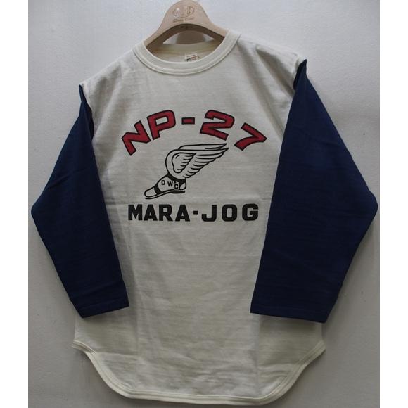 【2026春夏 入荷】WAREHOUSE(御召しもの住みか)Baseball Three-Quarter Sleeve Tee [Lot.4800 NP-27-Cream×Navy]Lot 4800 7分袖野球T  NP-27 置き目ゲージ編み 日本製