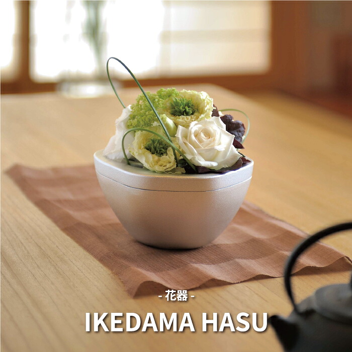 IKEDAMA HASU 室内装飾 花器 貨物輸送無料 日本製 ネオス 今めかしいな花器 和室 リビング 晩ご飯時刻表 お花を生ける生きて行く 差し上げ物に 軽銀製 花器