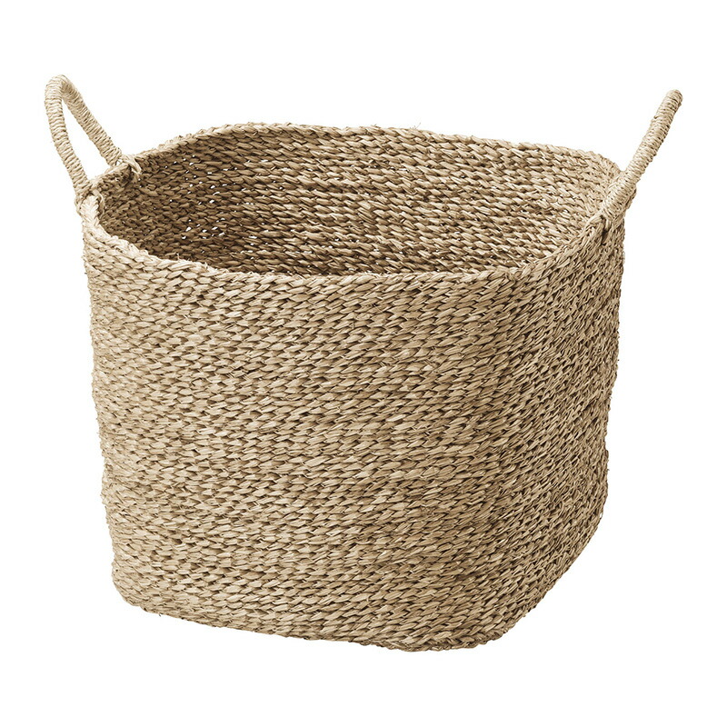 シーグラス製 かご バスケット 収納 持ち手 ナチュラル 北欧 カゴ 籠 収納バスケット ランドリーバスケット 荷物入れ 小物入れ ハンドル 小物収納 おしゃれ エスニック アジアン雑貨 ハンドメイド 手作り 子供部屋 クローゼット おもちゃ おむつ インテリア 深型