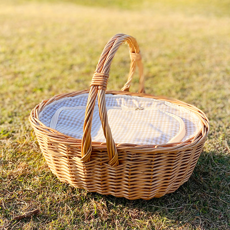 保冷保温シート付 ピクニックバスケット かご バスケット かごバッグ 柳 ハンドメイド 天然素材 収納 ピクニック アウトドア ナチュラル 北欧 おしゃれ 保冷 保温 保冷バッグ Kanal9tv Com