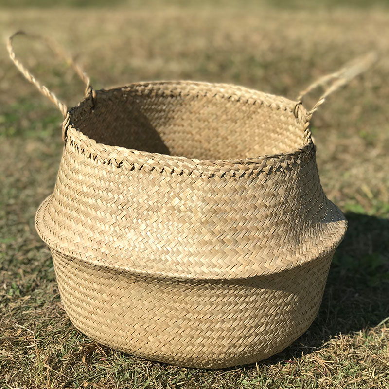 まとめ買い かご 2way バスケット 3個セット 収納 持ち手 丸型 シーグラス 折り畳み ナチュラル 北欧 カゴ 籠 収納バスケット ランドリーバスケット 荷物入れ 小物入れ ハンドル 深い 大きい おしゃれ エスニック アジアン雑貨 植木鉢 8号鉢 鉢カバー Sermus Es