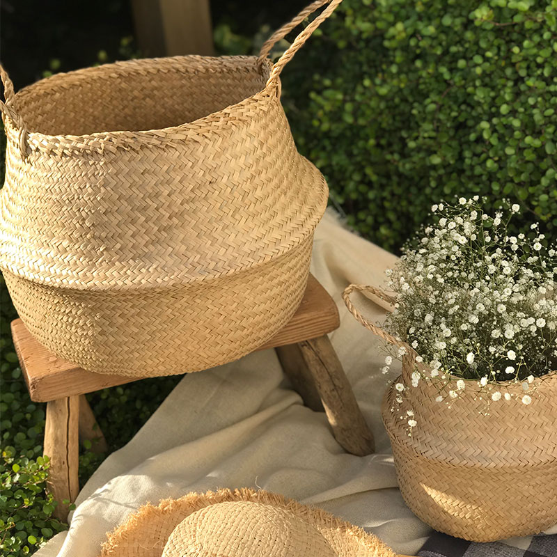 まとめ買い かご 2way バスケット 3個セット 収納 持ち手 丸型 シーグラス 折り畳み ナチュラル 北欧 カゴ 籠 収納バスケット ランドリーバスケット 荷物入れ 小物入れ ハンドル 深い 大きい おしゃれ エスニック アジアン雑貨 植木鉢 8号鉢 鉢カバー Sermus Es