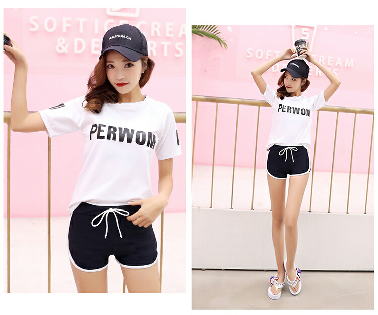 レディース 水着 10代 代 中学生 高校生 体型カバー タンキニ 子胸にも安心 学生 3点セット ラッシュガード ママ水着 スポーティー 1842 Amedf Com Br