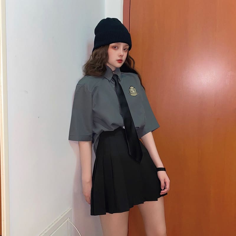セットアップ レディース 高校生 中学生 10代 代 シャツ スカート ネクタイ トップス おしゃれ 学生服風 衣装 ハロウィン ダンス 原宿系 韓国 ファッション 5101 Schwimmbad Delphine De