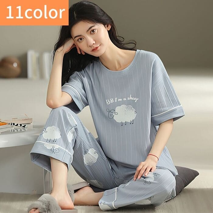 中学生 高校生 パジャマ ルームウェア レディース セットアップ 部屋着 半袖 夏 可愛い 韓国風 ゆったり 寝巻き 女性用 おしゃれ おうち 代 30代 大人 5685 本物の