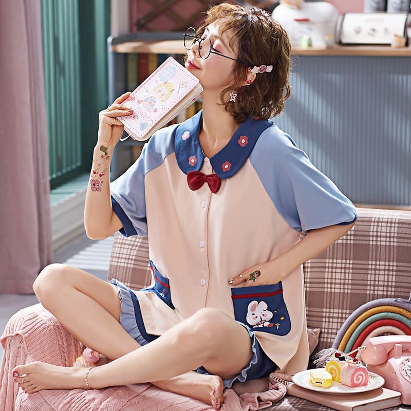 中学生 高校生 パジャマ ルームウェア レディース セットアップ 部屋着 半袖 夏 可愛い 韓国風 ゆったり 寝巻き 女性用 寝間着 おしゃれ 5641 Crunchusers Com