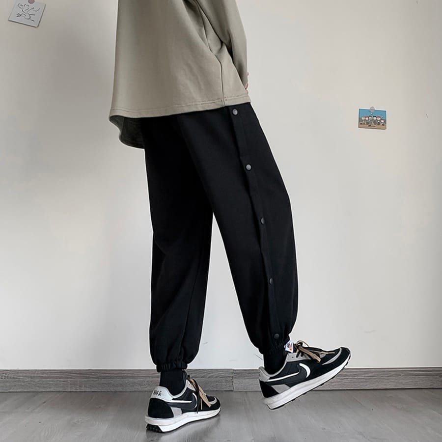パンツ メンズ ボトムス 韓国 スウェット サイドボタン 9367 おしゃれ