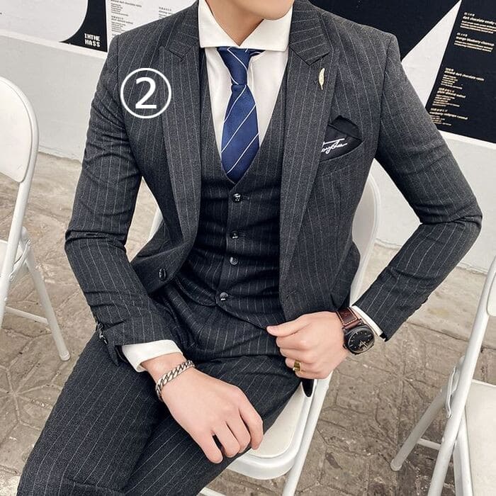 数々の賞を受賞 スーツ メンズ おしゃれ オシャレ ビジネス スリーピース 3点セット フォーマル 結婚式 ストライプ カジュアルスーツ 細身 通勤 かっこいい Icdm Edu Pe