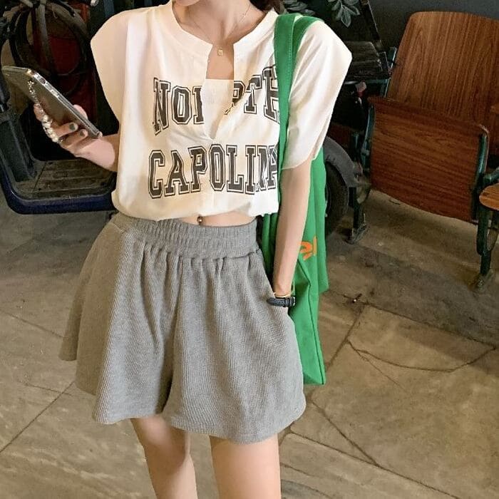 在庫あり 中学生 高校生 ファッション ロゴ Tシャツ ルーズ カットオフ キャミソール 重ね着風 10代 代 韓国 おしゃれ レディース 夏 半袖 トップス Cartec Com Ec