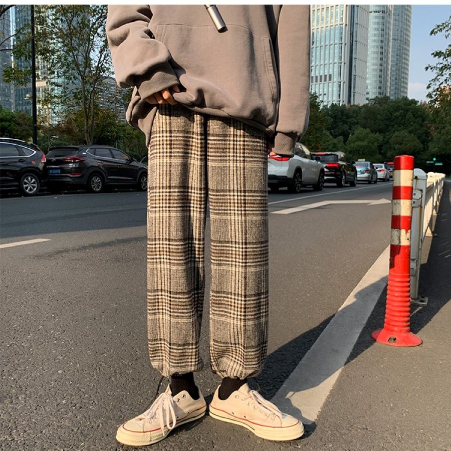 早割クーポン メンズ ジョガーパンツ クロップドパンツ チェック柄 韓国 高校生 中学生 10代 代 9786 Batesmartin Com
