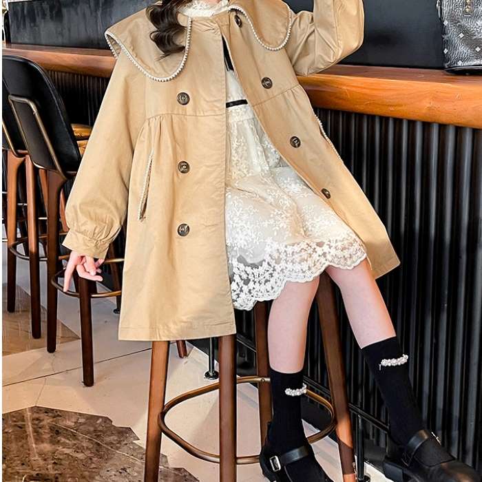 キッズ 小学生 スプリングコート チェスターコート トレンチコート 女の子 子ども 子供服 春 春秋アウター 春秋コート 秋 肌触りがいい スプリングコート