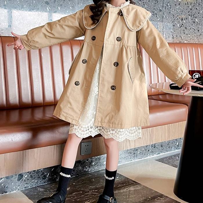 キッズ 小学生 スプリングコート チェスターコート トレンチコート 女の子 子ども 子供服 春 春秋アウター 春秋コート 秋 肌触りがいい スプリングコート