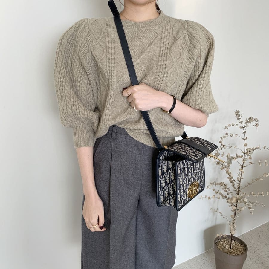 楽天市場】ラメ入りモール糸 ニット 5分袖 プルオーバー ニット