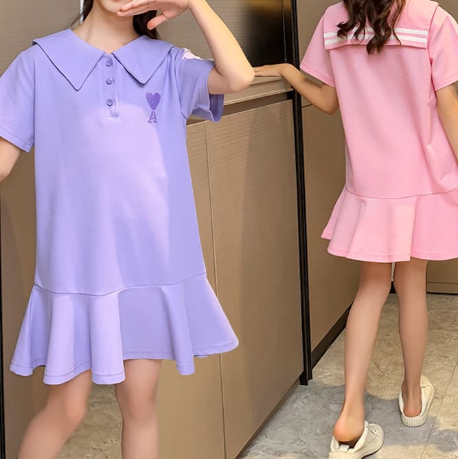 小学生 子供服 韓国 半袖 夏 通学 キッズ 女の子 可愛い おしゃれ ワンピース 海外並行輸入正規品