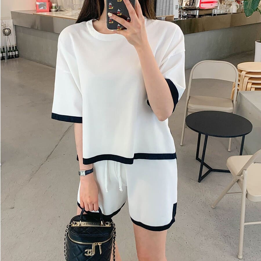 Sale 98 Off サマーニット ツーピースセット セットアップ 高校生 中学生 10代 代 韓国 ファッション ラウンドネック カジュアル 半袖 夏 Www Yourrequestentertainment Com