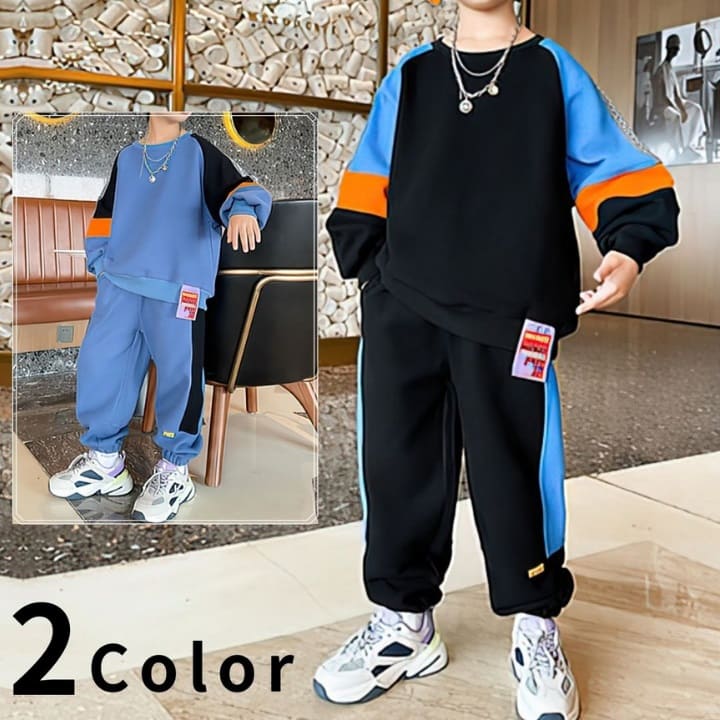 セットアップ トレーナー プルオーバー サルエルパンツ キッズ 男子 上下 韓国 男の子 男児 長袖 ジュニア 2点セット トップス 長ズボン おしゃれ 10 Off