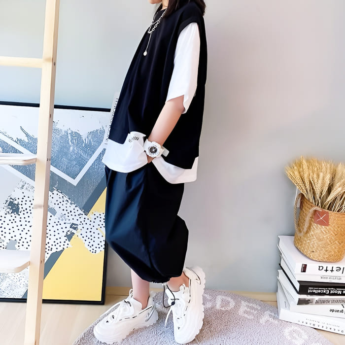 最大61 Offクーポン 小学生 セットアップ キッズ 女の子 レイヤード風 ロゴ Tシャツ サルエル パンツ 2点セット 夏 韓国 カジュアル ファッション 通学 可愛い コーデ Www Yourrequestentertainment Com