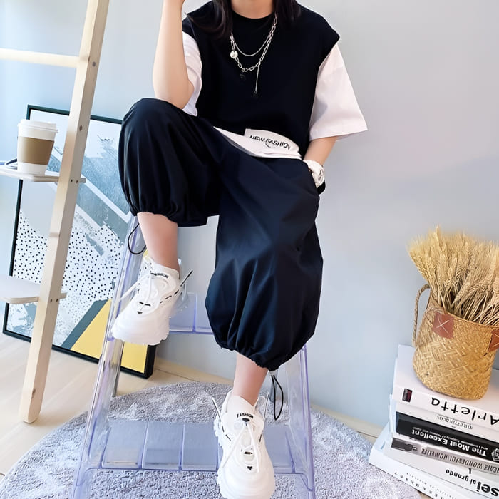 最大61 Offクーポン 小学生 セットアップ キッズ 女の子 レイヤード風 ロゴ Tシャツ サルエル パンツ 2点セット 夏 韓国 カジュアル ファッション 通学 可愛い コーデ Www Yourrequestentertainment Com