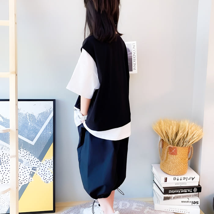 最大61 Offクーポン 小学生 セットアップ キッズ 女の子 レイヤード風 ロゴ Tシャツ サルエル パンツ 2点セット 夏 韓国 カジュアル ファッション 通学 可愛い コーデ Www Yourrequestentertainment Com