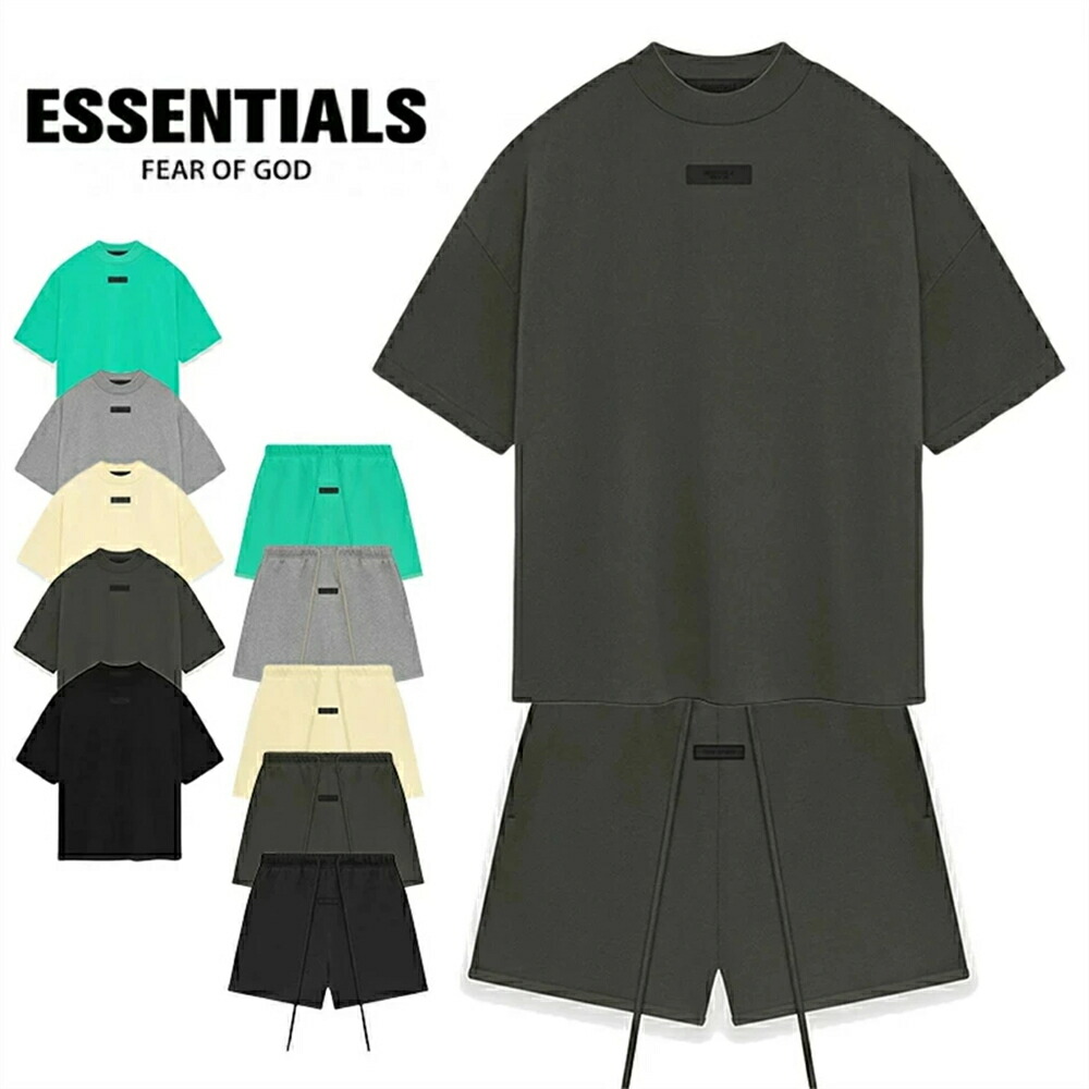 エッセンシャルズ ESSENTIALS セットアップショートパンツ Ｔシャツ2点 パステル色の セットアップ 通気性 通い 好いたらしい ファッシュ 男女兼用 5色つや選べ