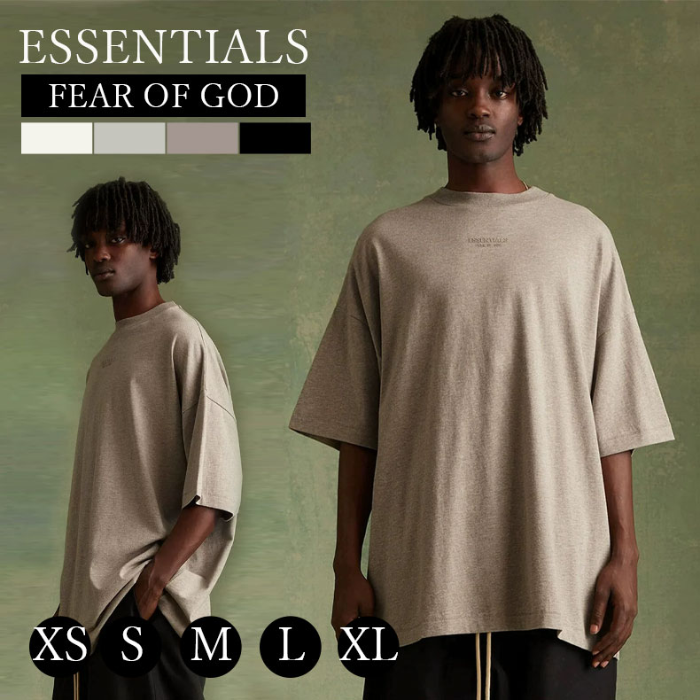 FOG ESSENTIALS ロゴタイプ 半袖プルオーバー ティーシャツ T-shirt 両面ロゴタイプ メンズ レディース 大層らしい大きさ 象牙色 フィアオブゴッド Fear Of God ユニ一発やる 春夏 夏 半袖 定め事品 男女兼用
