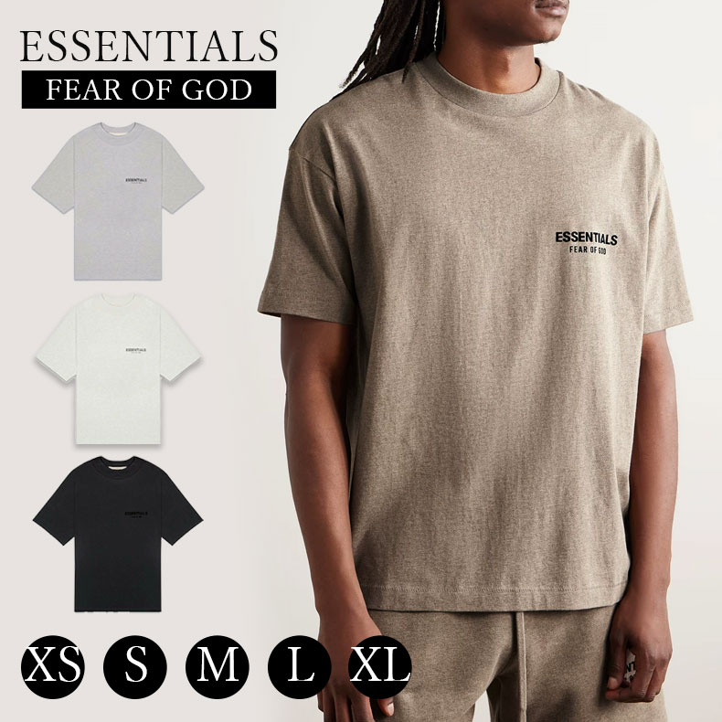FOG ESSENTIALS ロゴタイプ 半袖プルオーバー プルオーバー T-shirt 両面ロゴタイプ メンズ レディース 厚地の外套大きさ 象牙色 フィアオブゴッド Fear Of God ユニ一発やる 春夏 夏 半袖 置き目品 男女兼用