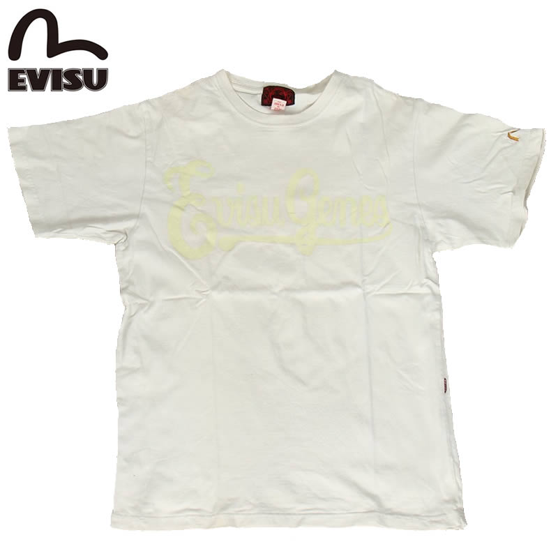 訳あり EVISU エヴィス カモメ EVISUJEANS USED Ｔシャツ 半袖 フロントプリント バックプリント ホワイト 限定 古着 ユーズド