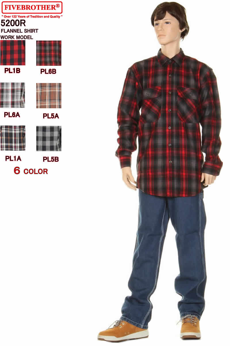 楽天市場】FIVE BROTHER 5201R HEAVY FLANNEL WESTERN SHIRTS