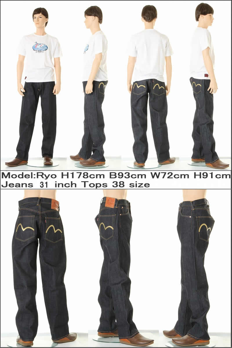 EVISU JEANS エヴィス 3８ メンズ XL ネイビー デニムジーンズ+