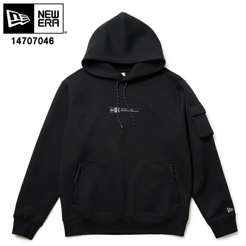 NEW ERA 14707046 テック スウェット プルオーバーフーディー Angler Collection ブラック アウトドア【ニューエラ プルオーバースウェット フーディー ストレッチ 撥水 軽量 ポケット メンズ レディース アウトドア newera 新品】