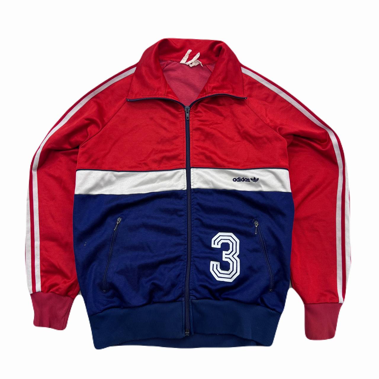 【中古】アディダス トラックジャケット メンズ S相当 レッド ネイビー FC MONTLINGEN #3 OPTI ジャージトップ 希少 ビンテージ