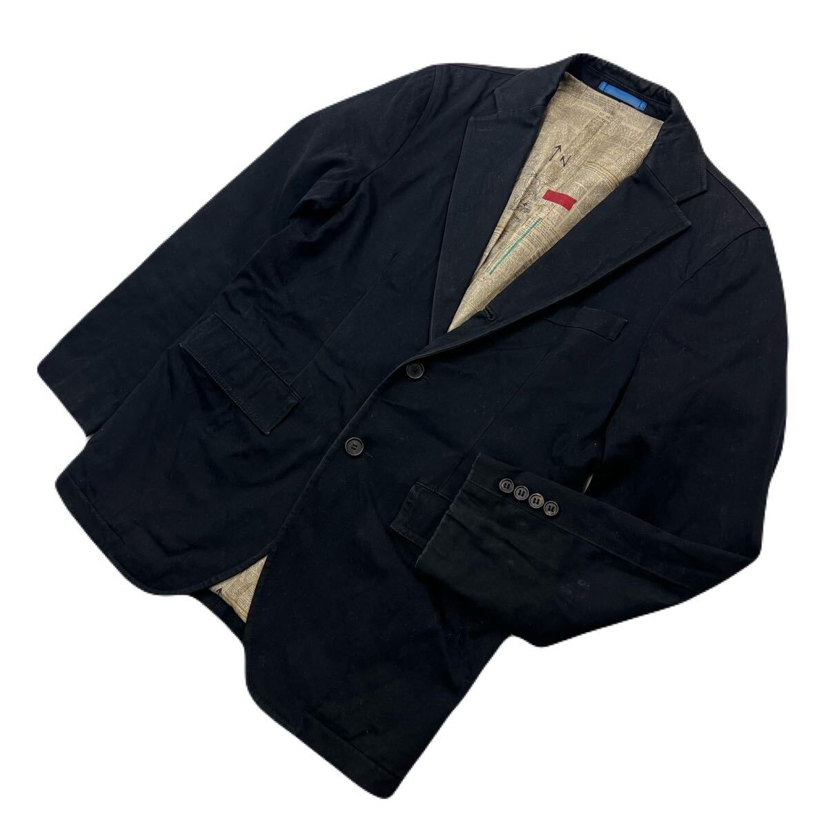 【中古】 Paul Smith 極点スミス 黒いこと 綿織物 テーラードジャケット 裏地 総柄 メンズ M 秋冬 流行り物 成年者心地よい 一般受け 古着■S4383