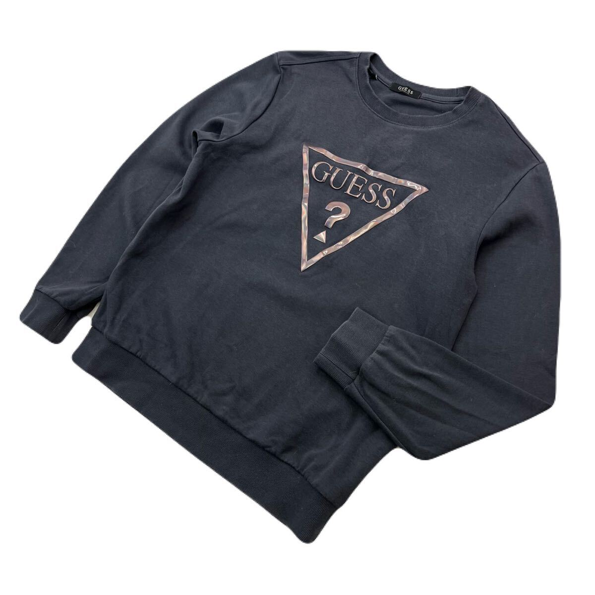 【中古】 GUESS ゲス 立体 ロゴ ダークネイビー グレー スウェット 薄手 シャツ トレーナー L ユニセックス ストリート モード カジュアル■S4267 4,358円