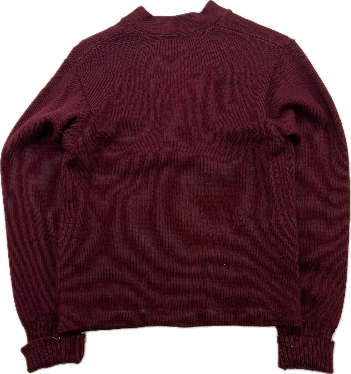 【中古】50s ☆ LETTERMANS レターマン 企業 トラック ワッペン ニット カーディガン バーガンディ ワイン XS 秋冬 ビンテージ アメカジ 古着■B380
