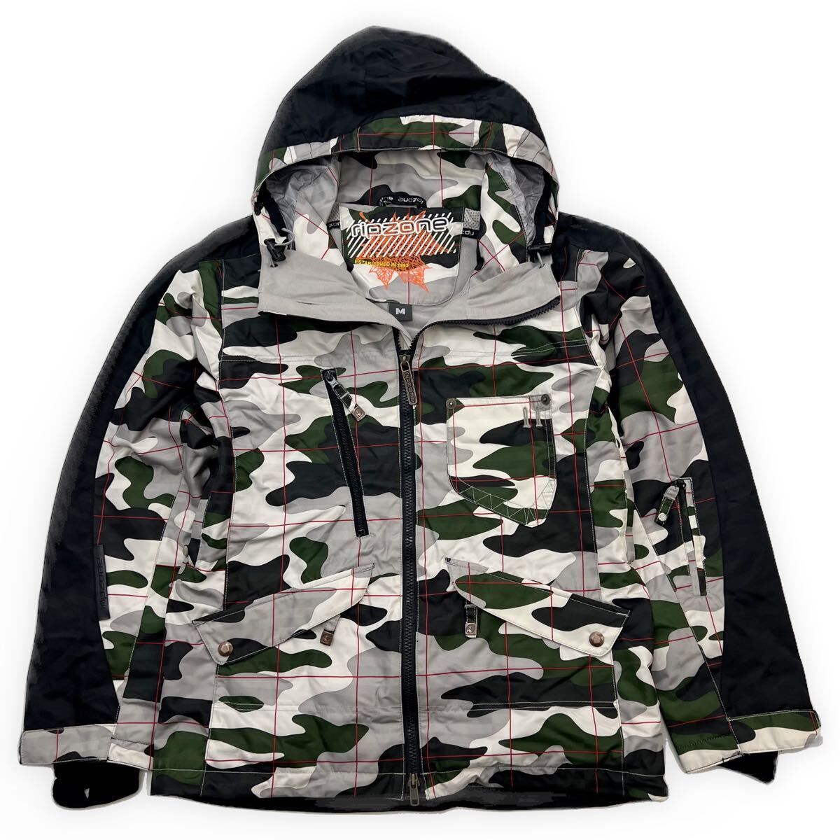 【中古】ripzone ☆ 下唇地域 家鴨フラ 黒いこと 薄墨色 スノボジャケット ナイロン上衣 M 秋冬 スノーボード 一般受け メンズ 御召しもの■S4062