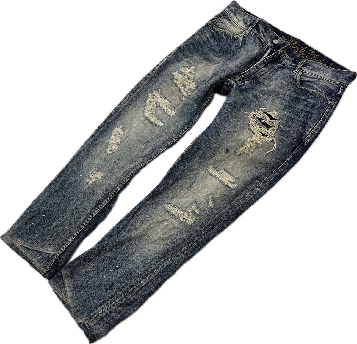 【中古】 BILLIONAIRE BOYS CLUB ☆ クラッシュ加工◎ デニムパンツ ジーンズ W36 ストリート ラグジュアリー ビリオネア ボーイズクラブ■Ja7096｜MYSTERIES店