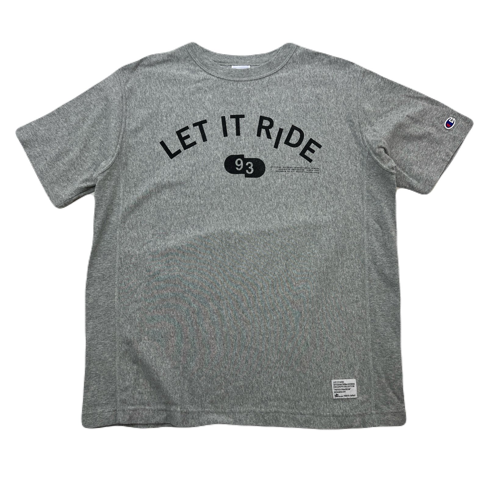 【中古】 チャンピオン × Let It Ride Tシャツ 半袖 メンズ L グレー リバースウィーブ コラボ ストリート 裏原 90s 厚手 ヘビーウェイト 希少 レア|MYSTERIES店