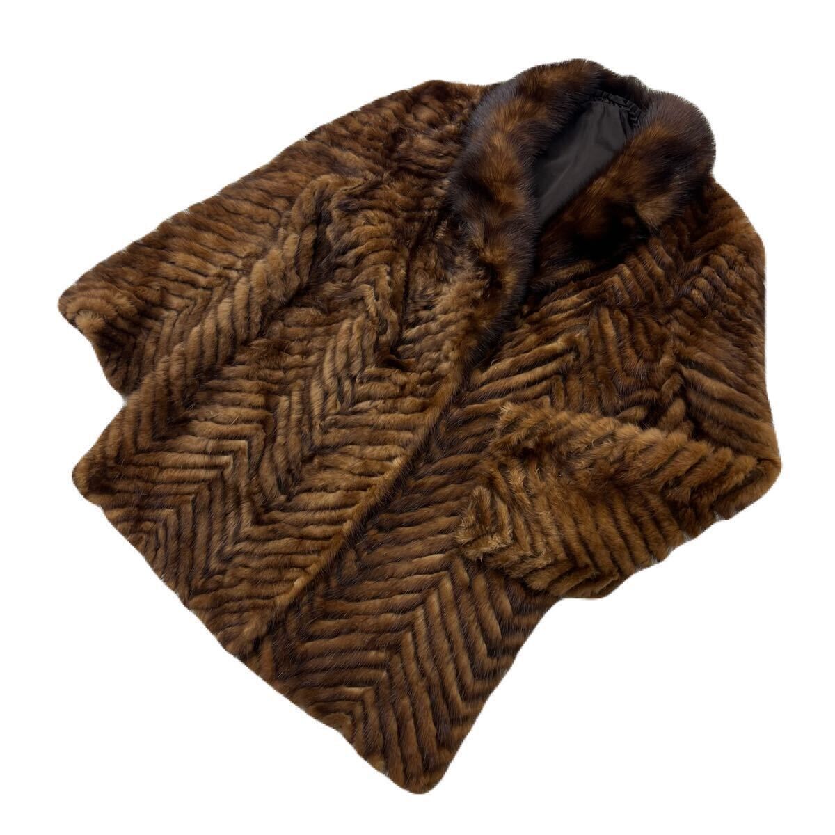 【中古】飛び切り 赤銅色 獣の皮 ミンクのコート毛革 厚地の外套 真っただ中丈 毛革厚地の外套 二分の一厚地の外套 9号 レディース 窈窕たる 金持ち 晴れ晴れしい 御召しもの■AB364