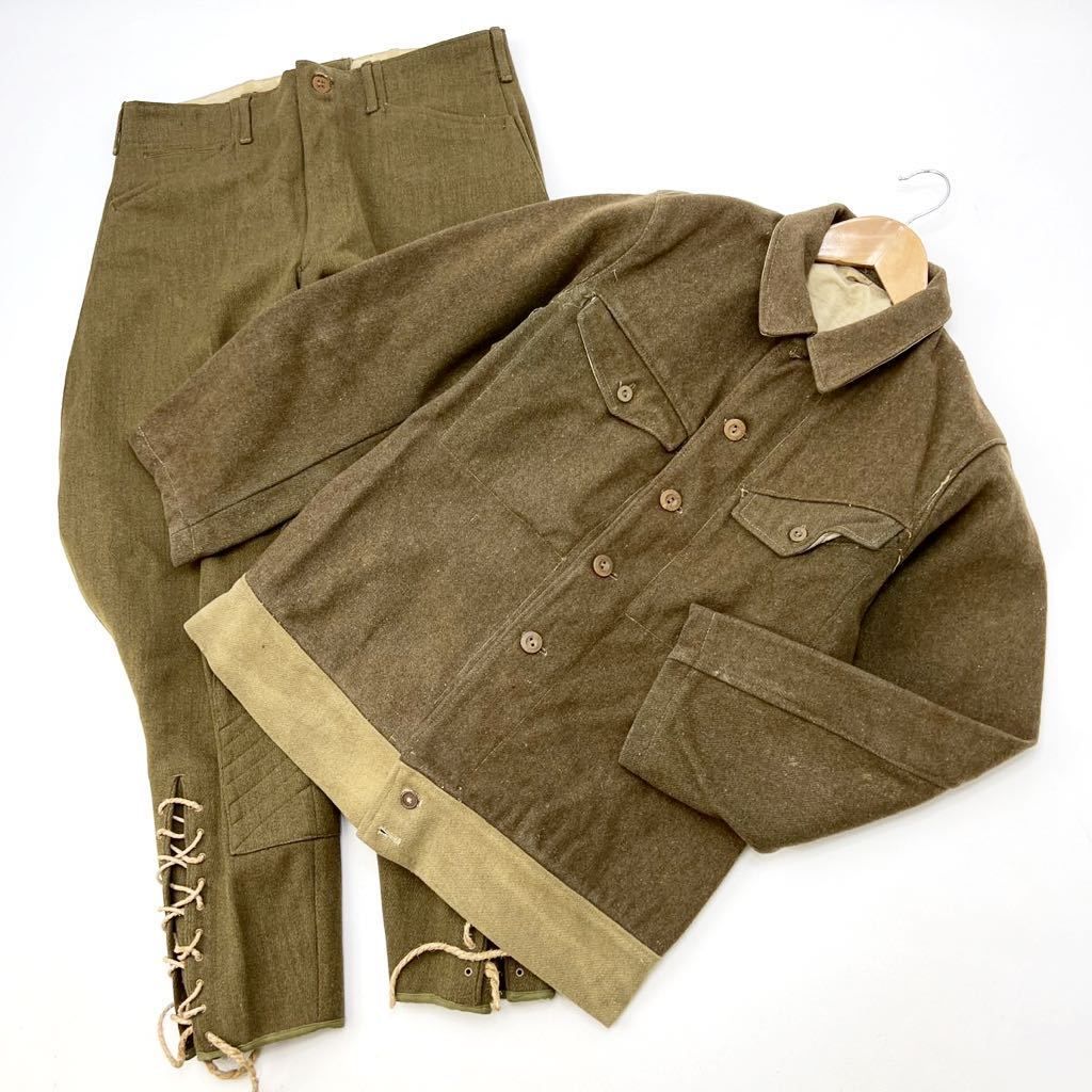 【中古】 ヨーロッパ ユーロ ミリタリー アメリカ ビンテージ 軍服 ジョッパーパンツ 制服 上下 セットアップ 希少 国民服 戦中 戦前 乗馬服■DD158｜MYSTERIES店