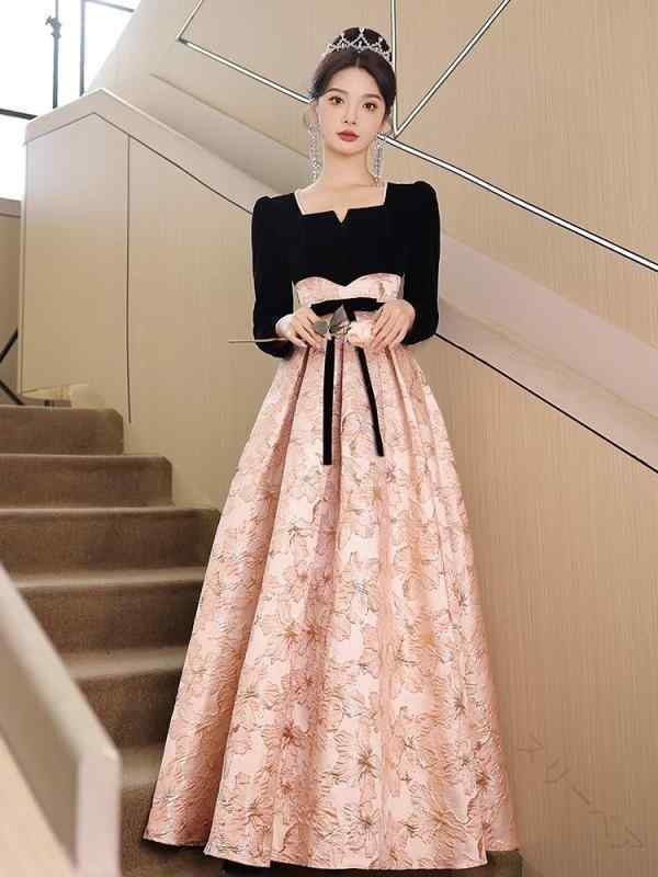 イブニング ドレス レディース ワンピース ロング丈 大きめ サイズ プラス サイズ ぽっちゃり 対応 高級感 上品 気質 軽やか シルエット フォーマル パーティー 用 成人式 司会 用