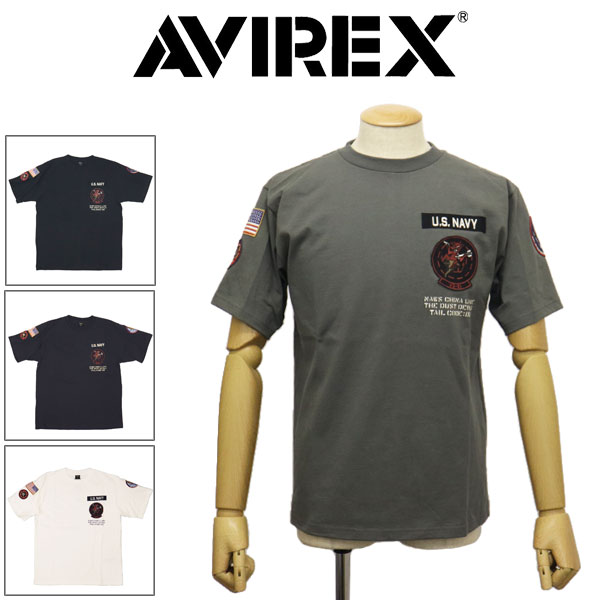 正規取扱店 AVIREX (アヴィレックス) 3134046 SQ PSTCH S/S TEE DUST DEVILS ショートスリーブ パッチ Tシャツ ダストデビル 全4色