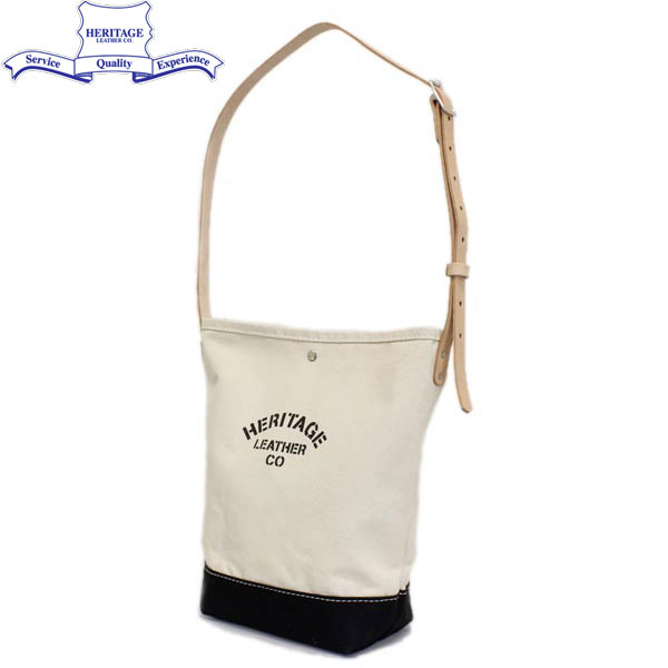 定まり取りまわし店 HERITAGE LEATHER CO.(ヘリテージレザー) NO.8105 Bucket Shoulder Bag(井戸釣瓶ショルダーバッグ) Natural/Black HL093