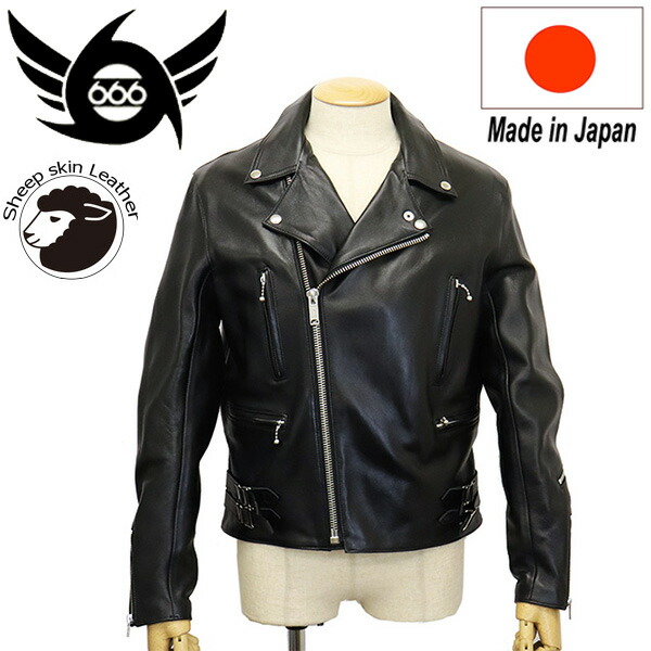 楽天市場】正規取扱店 666 LEATHER WEAR LJM-8 フロントフラップ ライダースジャケット 日本製 BLACK : THREE  WOOD 楽天市場店