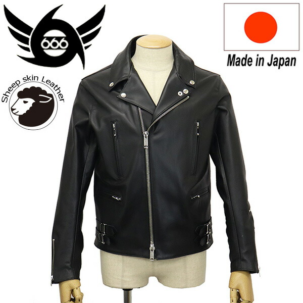 楽天市場】正規取扱店 666 LEATHER WEAR LJM-8 フロントフラップ ライダースジャケット 日本製 BLACK : THREE  WOOD 楽天市場店