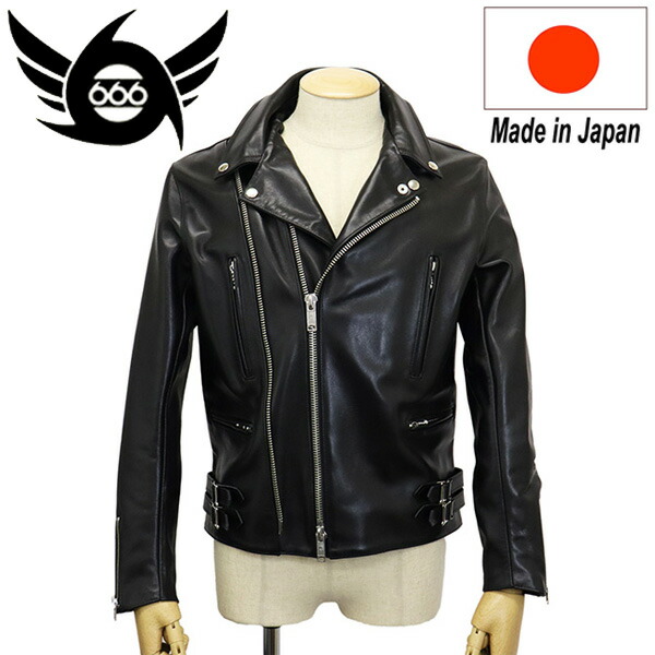 楽天市場】正規取扱店 666 LEATHER WEAR LJM-8 フロントフラップ ライダースジャケット 日本製 BLACK : THREE  WOOD 楽天市場店