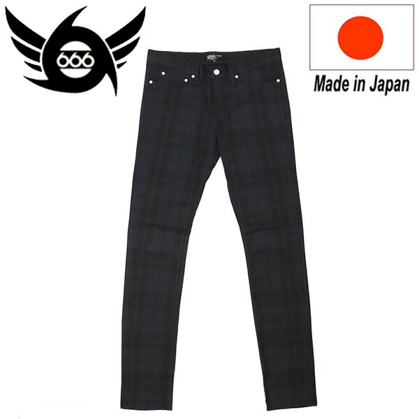 楽天市場】666 トリプルシックス タータンチェック ストレッチスリム